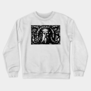 Green Man Renaissance Engraving Black Crewneck Sweatshirt